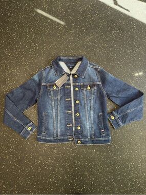 Tommy Hilfiger Dark Blue Denim Jacket with Gold Button Accents
